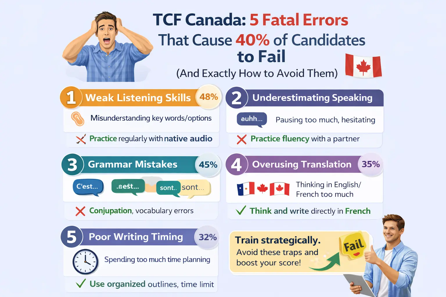 TCF Canada: 5 Fatal Errors That Cause 40% of Candidates to Fail (And Exactly How to Avoid Them)